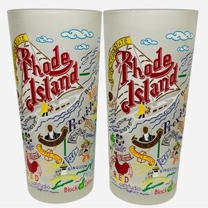 Catstudio Colorful Rhode Island Frosted Glass Tumblers 15 Ounce 2017 Set of 2